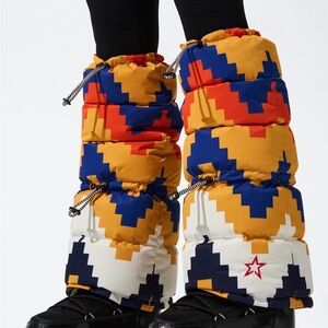 NWT Perfect Moment Puffer Leg Warmers in Yellow, Blue, Red
